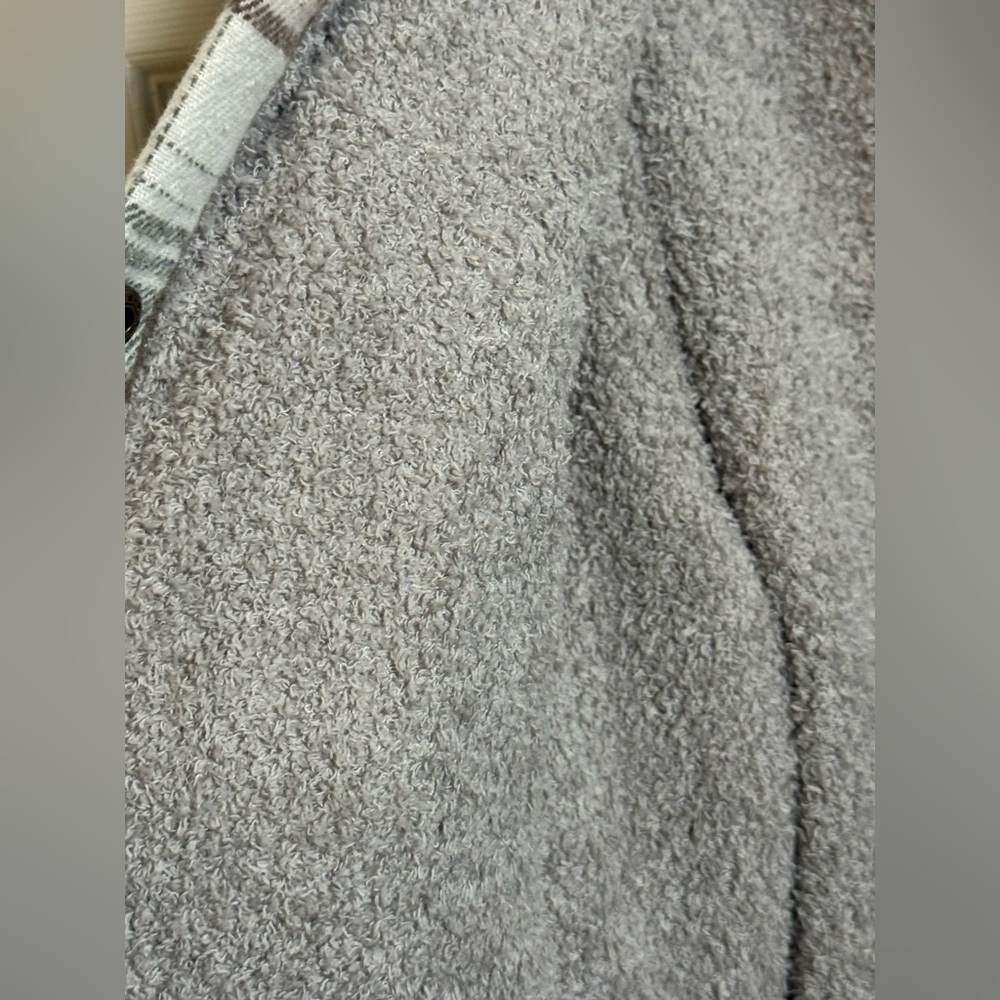 Plaid Sherpa Lined Hooded Shacket XXL Gray Brown Fleece Jacket - Picture 4 of 9